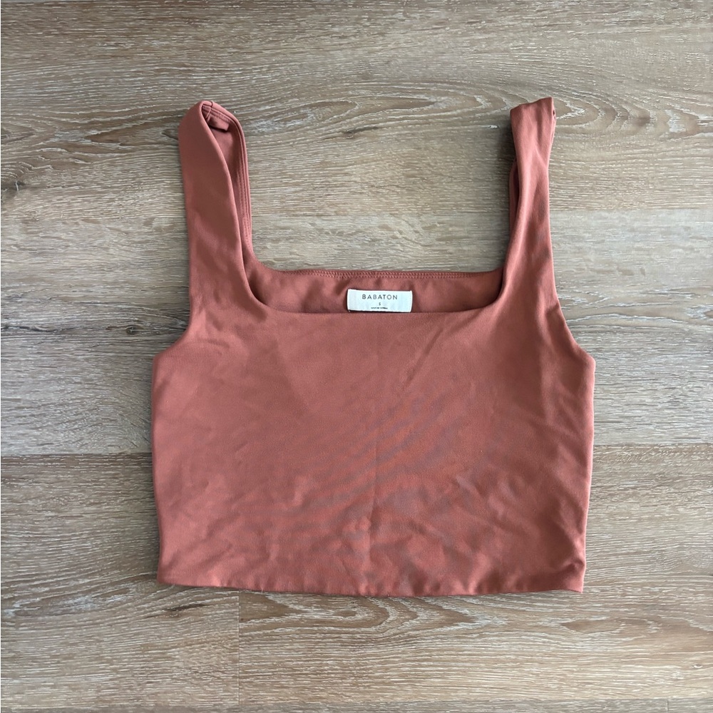 Aritzia Babaton rust cropped top